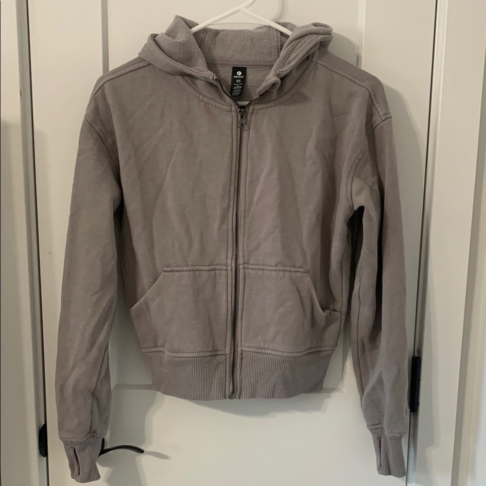 Gray/Purple Hoodie with Front Pockets